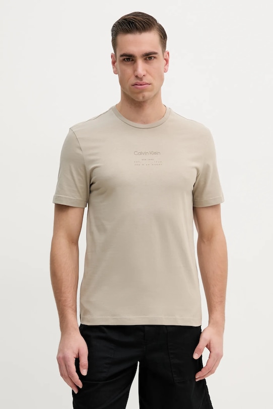 

Хлопковая футболка Calvin Klein, бежевый