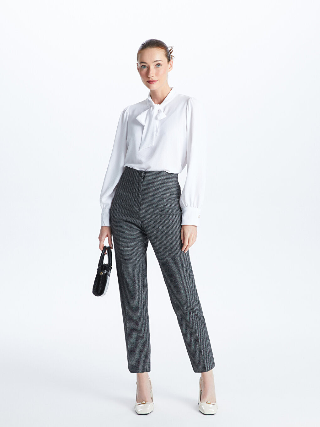 

Женские брюки с рисунком и эластичной резинкой на талии LCW Grace, антрацитовый плед, Черный, Женские брюки с рисунком и эластичной резинкой на талии LCW Grace, антрацитовый плед