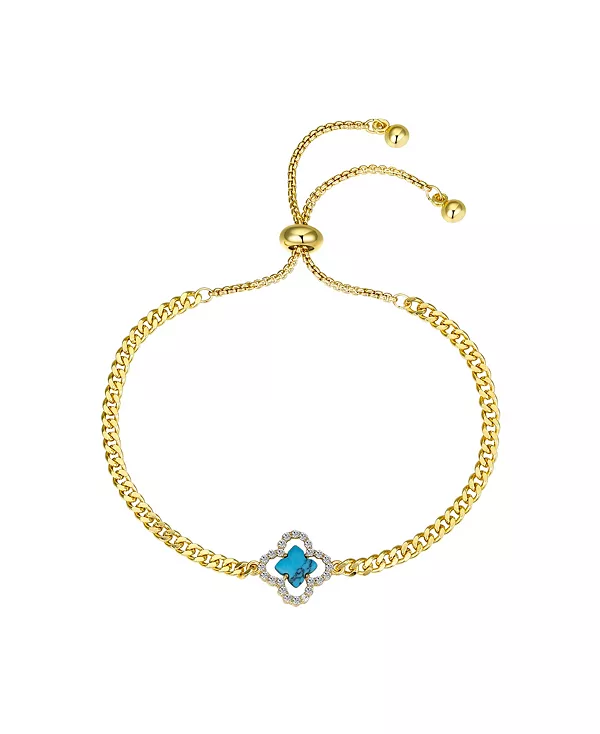 

Браслет-Боло с имитацией бирюзы и клевером Unwritten, gold