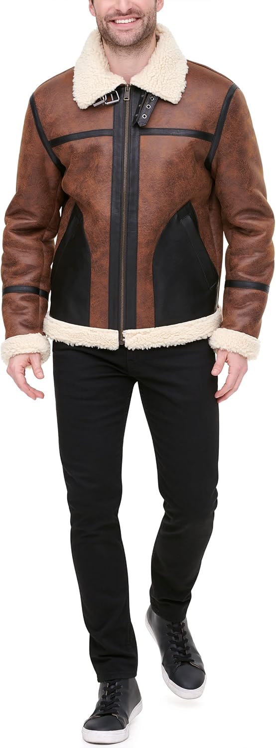 Мужская куртка-авиатор Tommy Hilfiger из искусственной кожи с флисовой подкладкой, Brown — фото 2