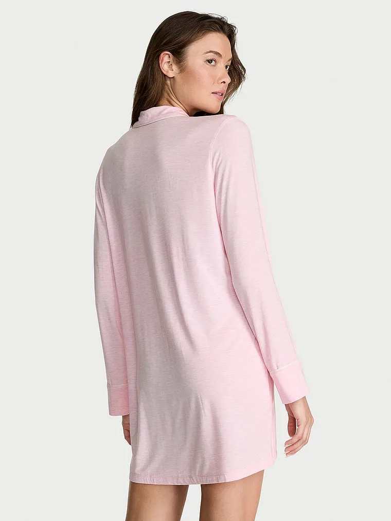 Мягкая модальная ночная рубашка на пуговицах Victoria'S Secret, Heather Pink Petal — фото 2