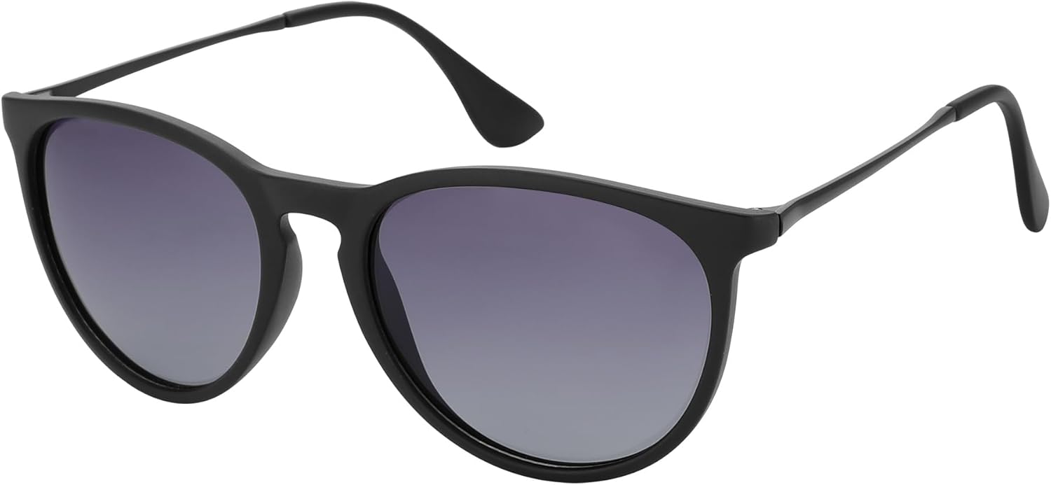 

Женские поляризованные солнцезащитные очки JOOX в винтажном стиле, круглые дизайнерские солнцезащитные очки с линзами, защищающими от УФ-излучения, Matte Black/Gradient Grey