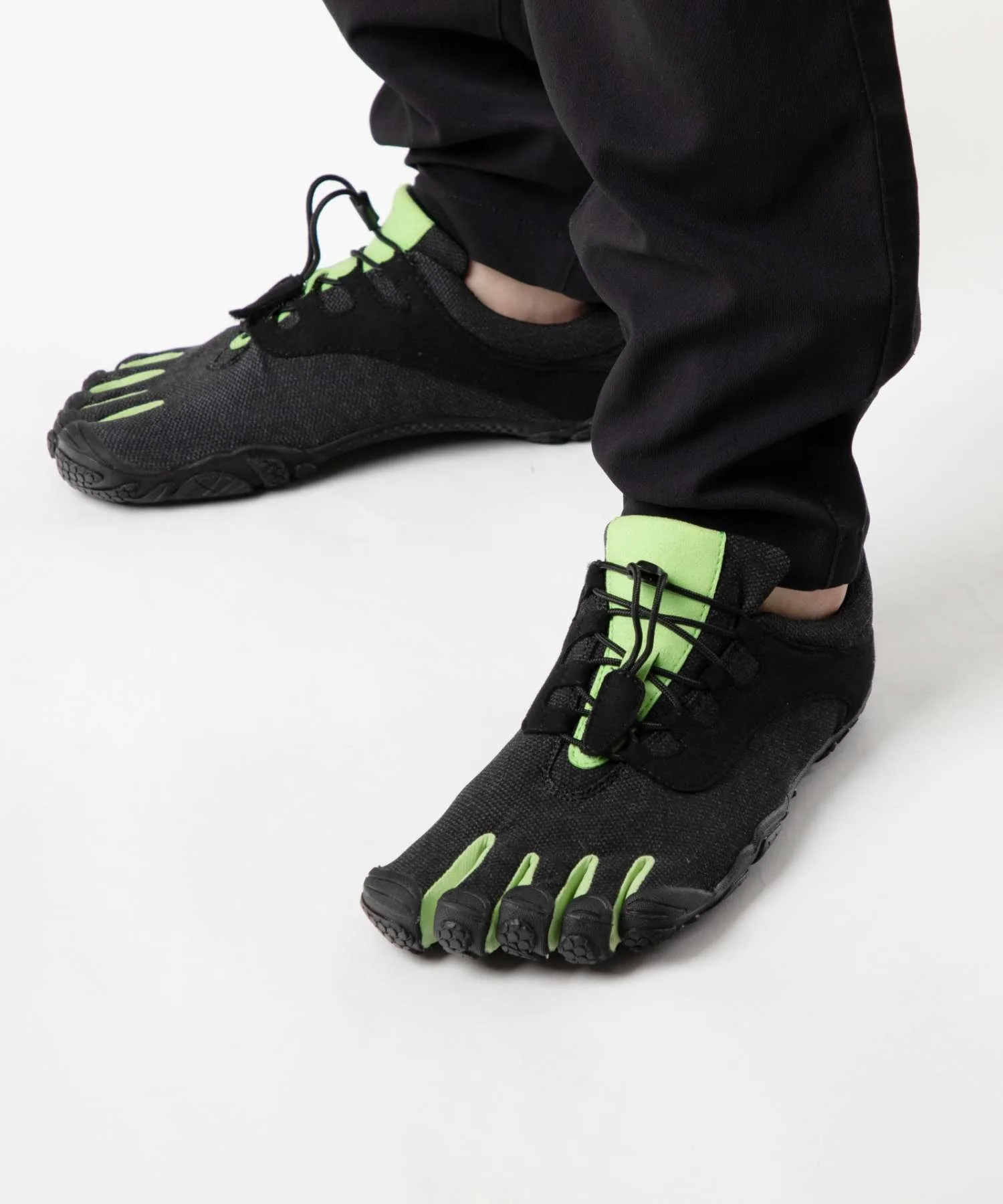 Мужские/женские кроссовки для бега V-Run RETRO VIBRAM FIVEFINGERS чёрно-зелёные