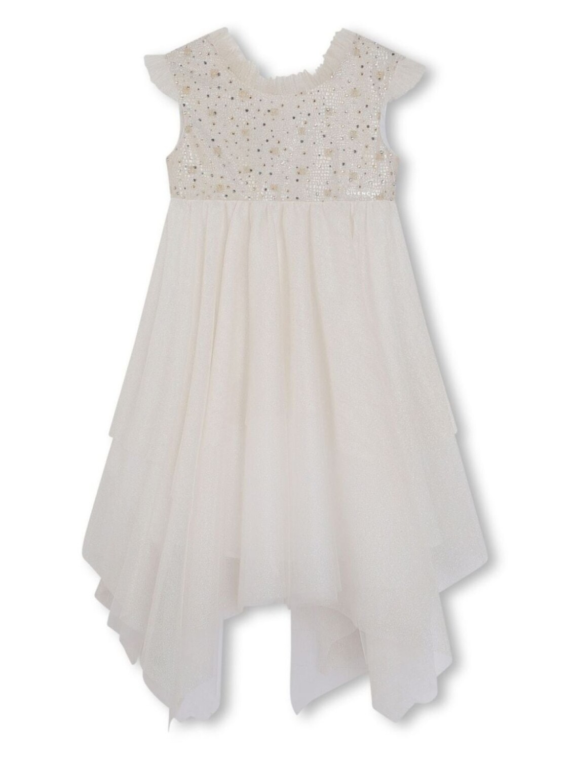 

Givenchy Kids платье с оборками и стразами, белый