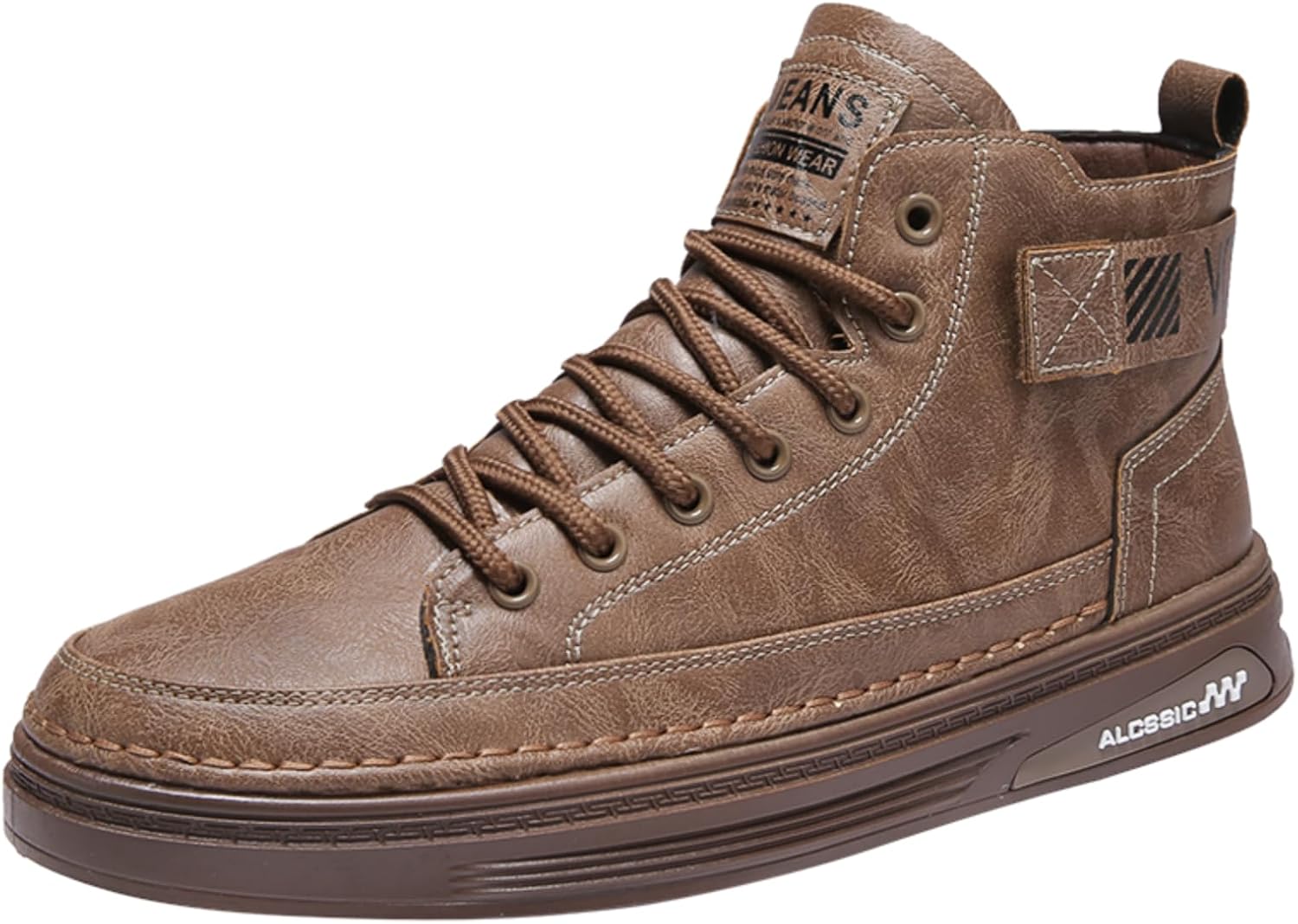 

Мужские высокие кеды с флисовой подкладкой: регулируемая шнуровка, ультра-теплая толстая подкладка, прочная текстурированная конструкция- стильные декоративные элементы, идеально подходят для повседневной носки в холодную погоду Khwfjas, хаки