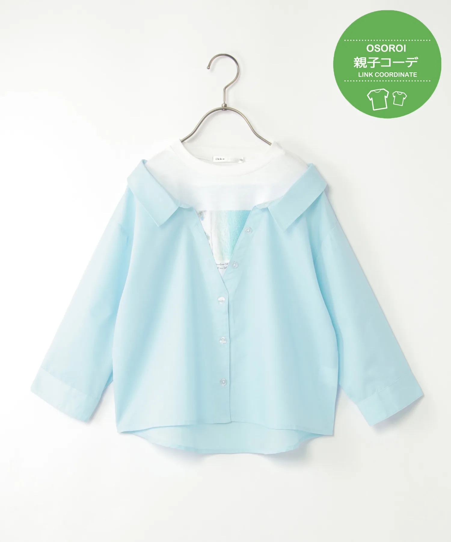 Детская блузка-пуловер с принтом и рукавами T-shirt ikka Photo T Docking Blouse синяя — фото 2