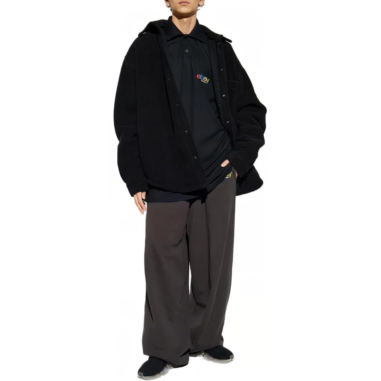 Поло Balenciaga X EBay хлопковое черное — фото 3