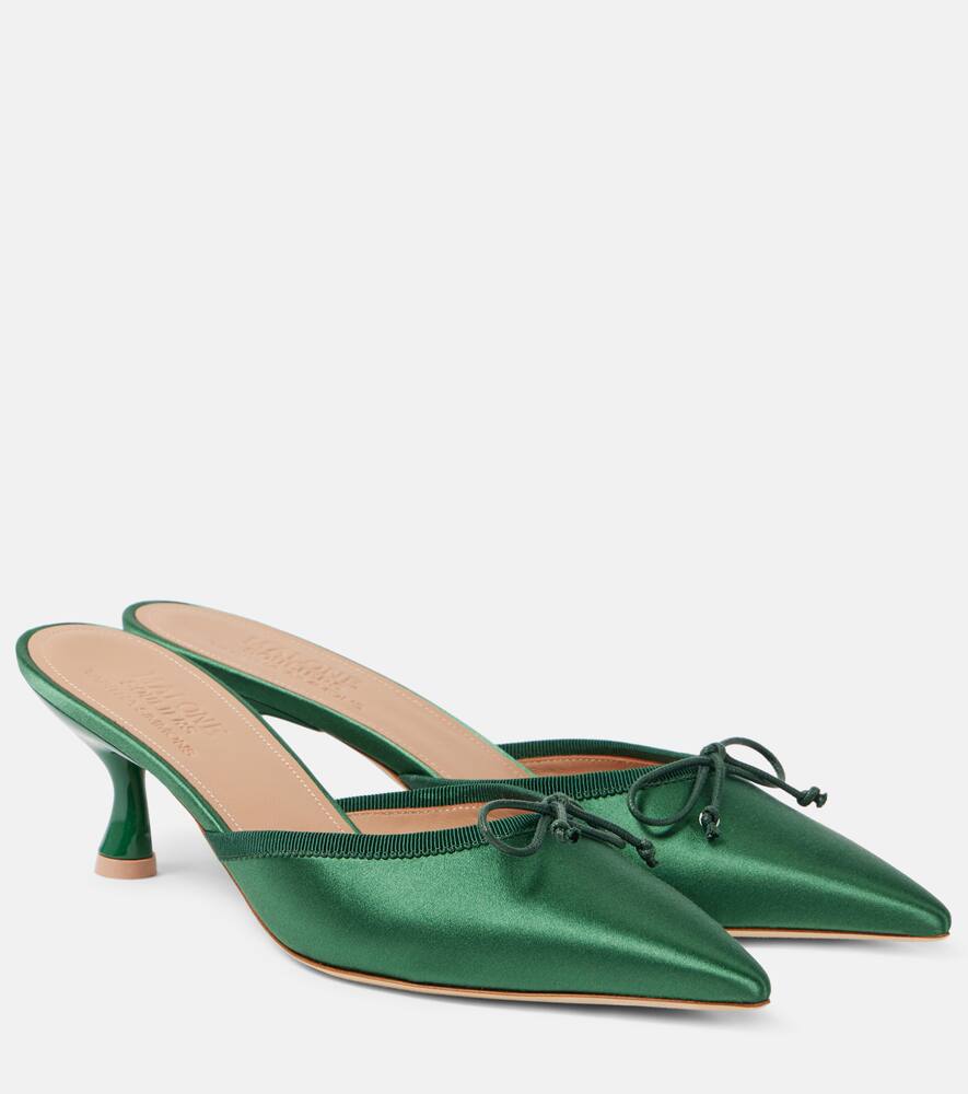 Tabitha Simmons Rose 45 атласные мюли Malone Souliers, Forest Green