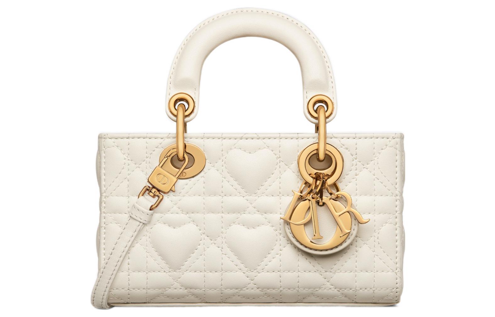 

Сумка Lady D Joy из овчины Lady Dior, сумка на плечо, сумка через плечо, мини-сумка женская, молочно-белая