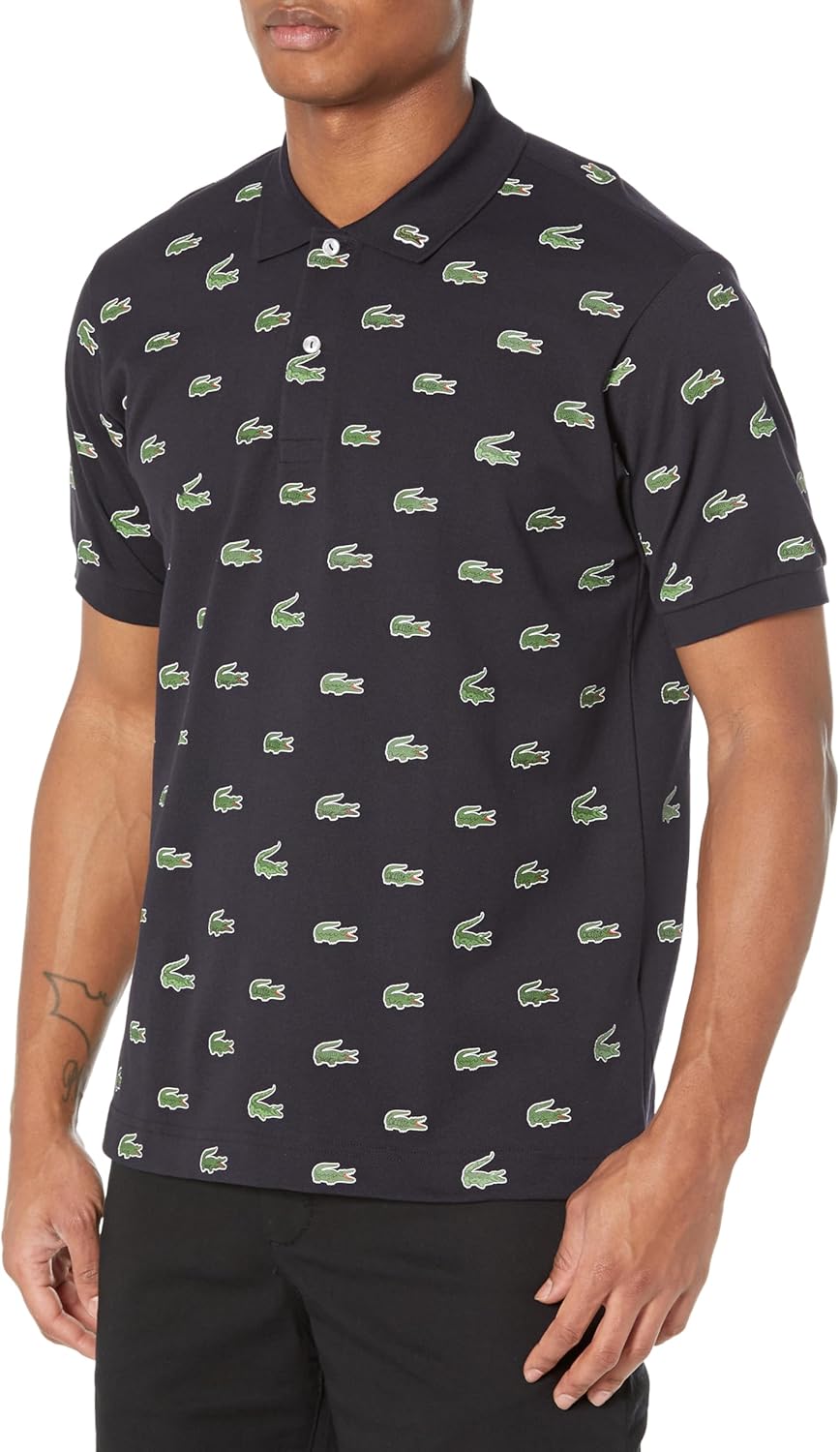 

Lacoste мужская сезонная короткая рукав классический крой поло с принтом по всей поверхности, Abimes