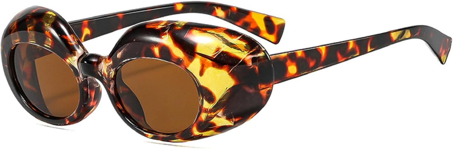 

Модные роскошные овальные солнцезащитные очки увеличенного размера для женщин и мужчин, в толстой оправе, в стиле панк 90-х, с защитой от ультрафиолета UV400 mincl, Leopard