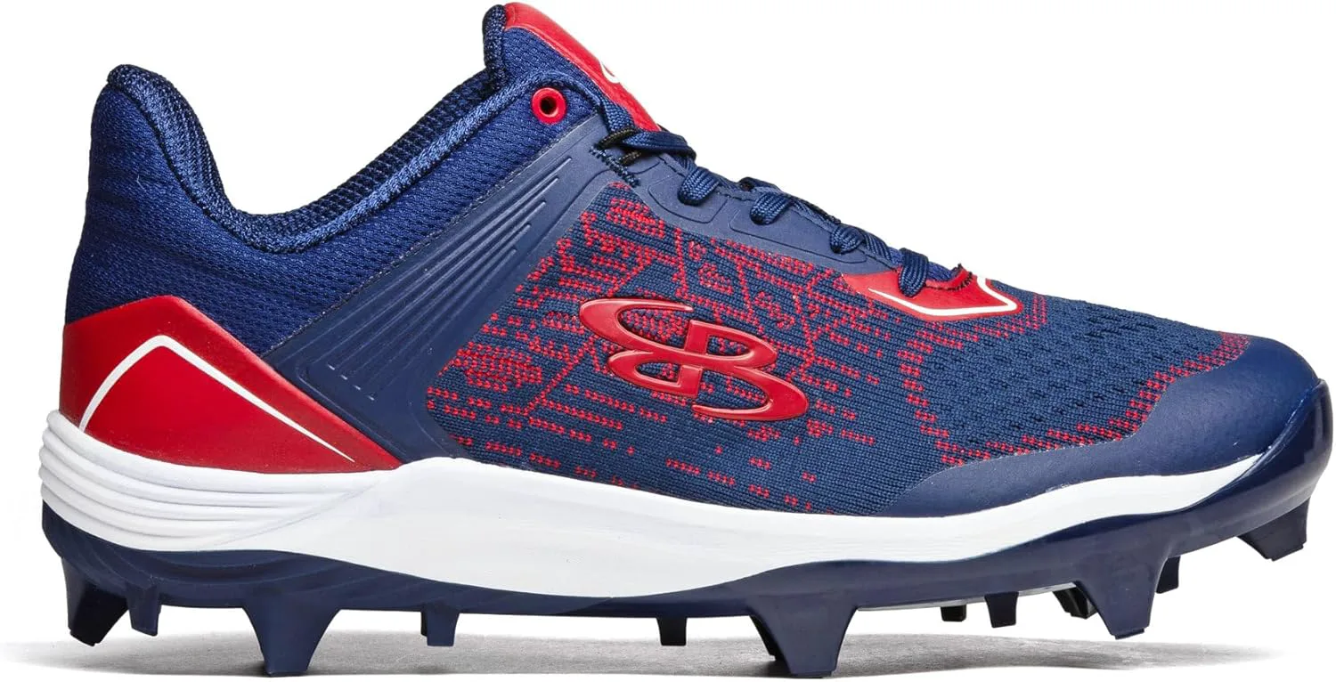 Мужские бутсы Boombah Viper Pureknit с литой подошвой - Status - Разные цвета - Разные размеры, темно-синий/красный — фото 3