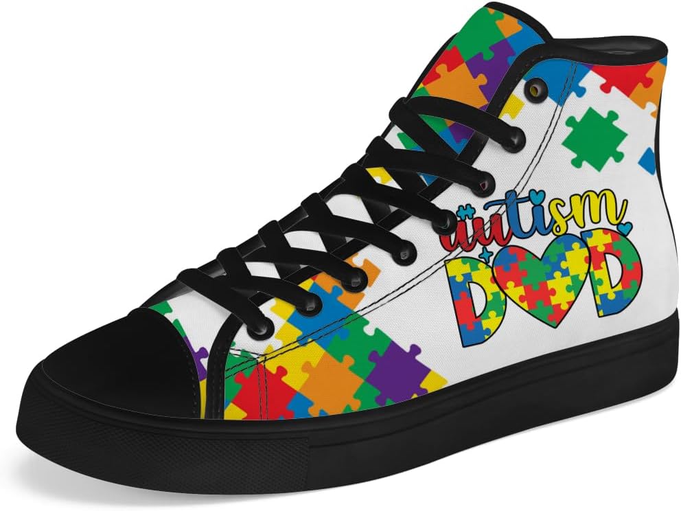 

Кеды на высокой подошве chebing с принтом «Аутизм», с шнуровкой, повседневная обувь, подарок для мужчин и женщин, поддержка осведомленности об аутизме, 615 Dad White