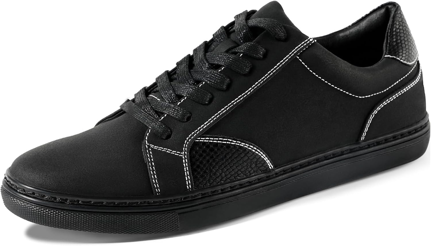 

Мужские повседневные кроссовки - Классические ретро-кроссовки на шнуровке для мужчин - Удобная бизнес-кэжуал обувь из ПУ Zoksove, черный