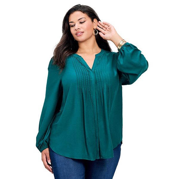 

Женская рубашка Olivia Pintuck plus size Avenue, Emerald