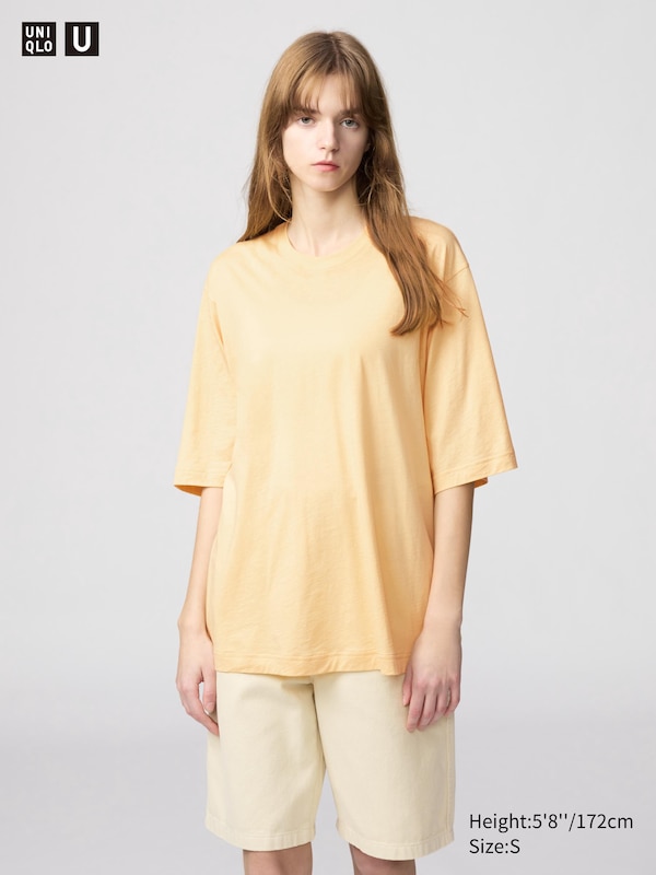 

Футболка оверсайз из 100% хлопка supima Uniqlo, желтый