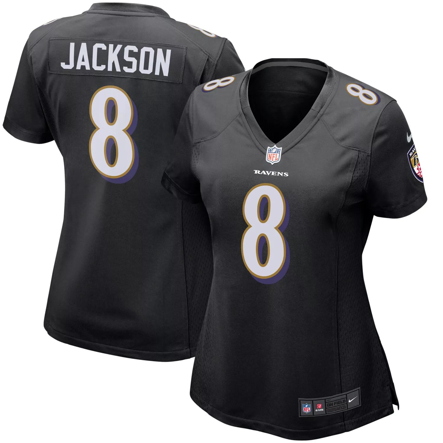 

Женское джерси для мероприятий Nike Lamar Jackson Black Baltimore Ravens Game Event Nike