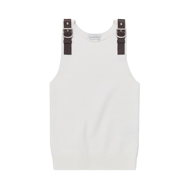 

Топ Dries Van Noten Strapped Tank Top 'Off White', кремовый