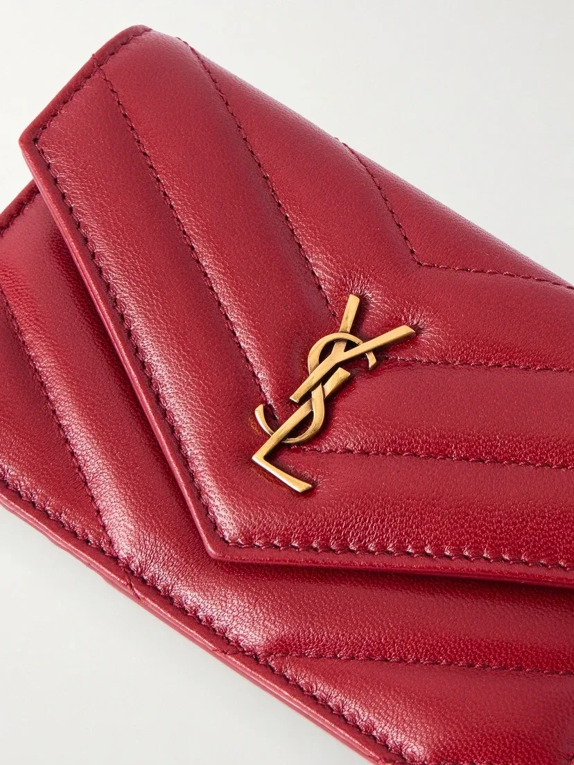 Кошелек Cassandre из стеганой кожи SAINT LAURENT, красный — фото 3
