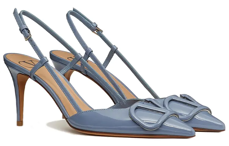 VLogo Signature Slim Heel Высокие каблуки 8 см Женские Небесно-голубые Valentino — фото 4