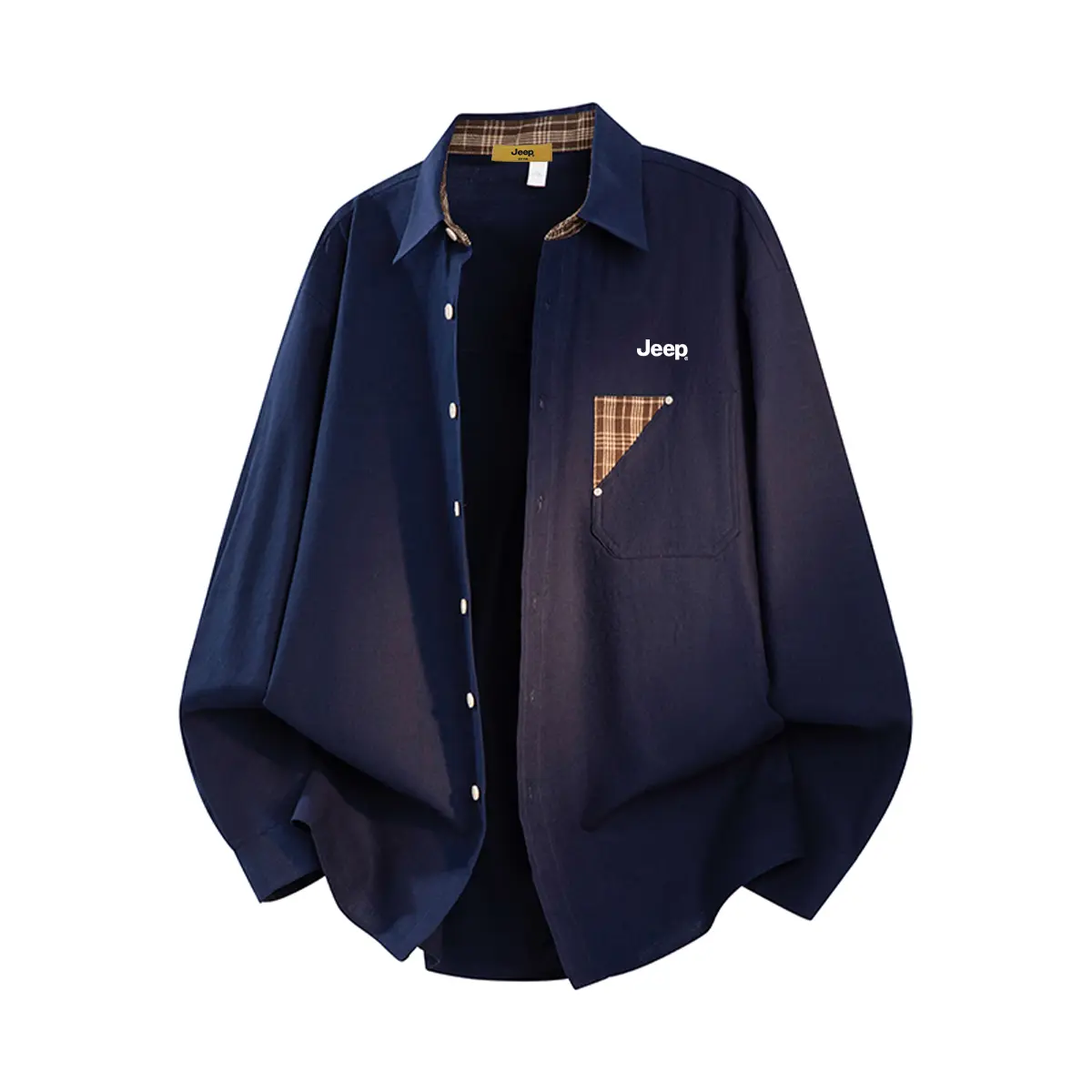 

Рубашка унисекс с отложным воротником умеренного кроя Jeep, темно-синий