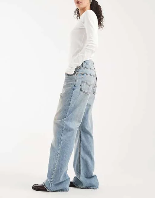 Свободные джинсы Levi's желтого и синего оттенка — фото 3