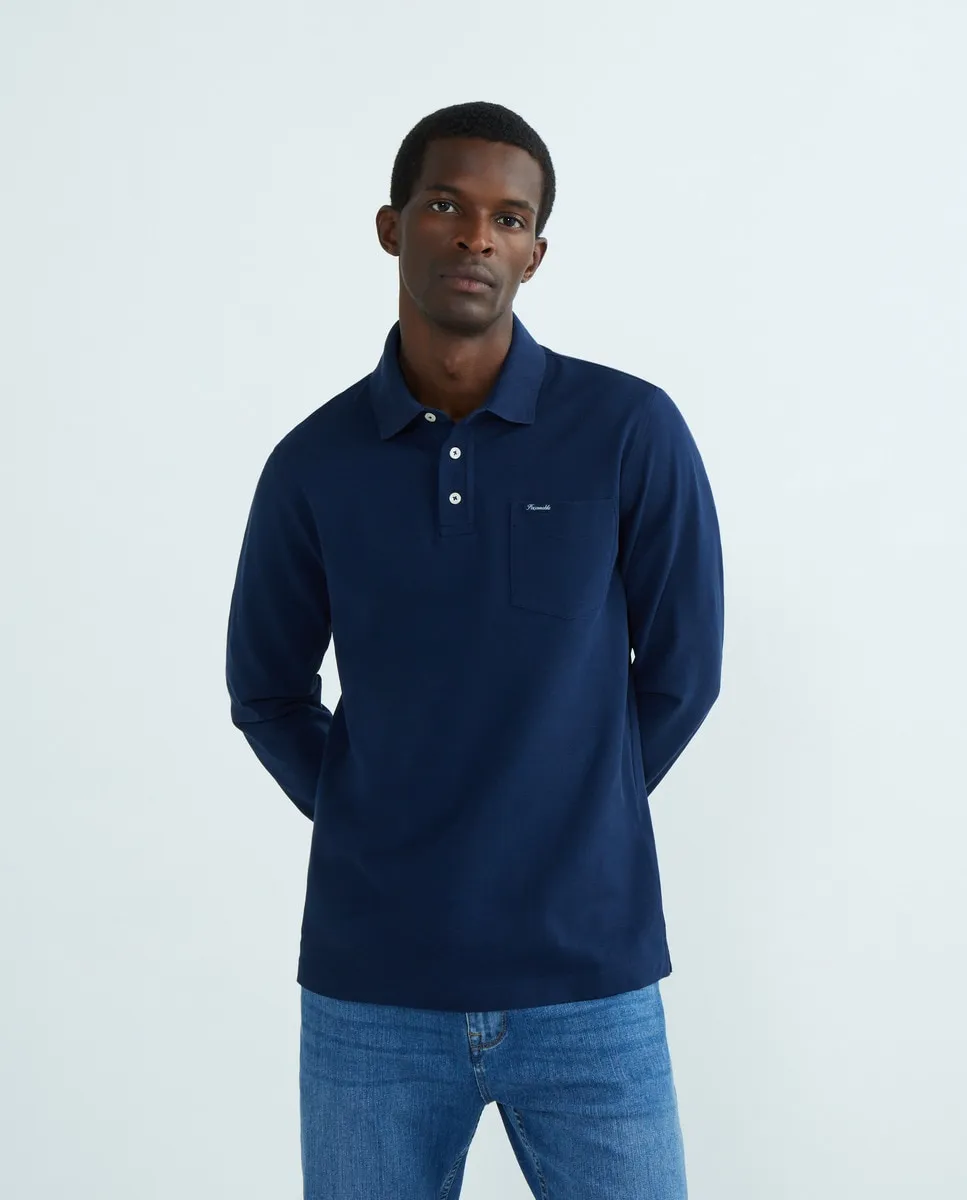

Мужская рубашка поло с длинными рукавами и принтом на спине Façonnable, тёмно-синий