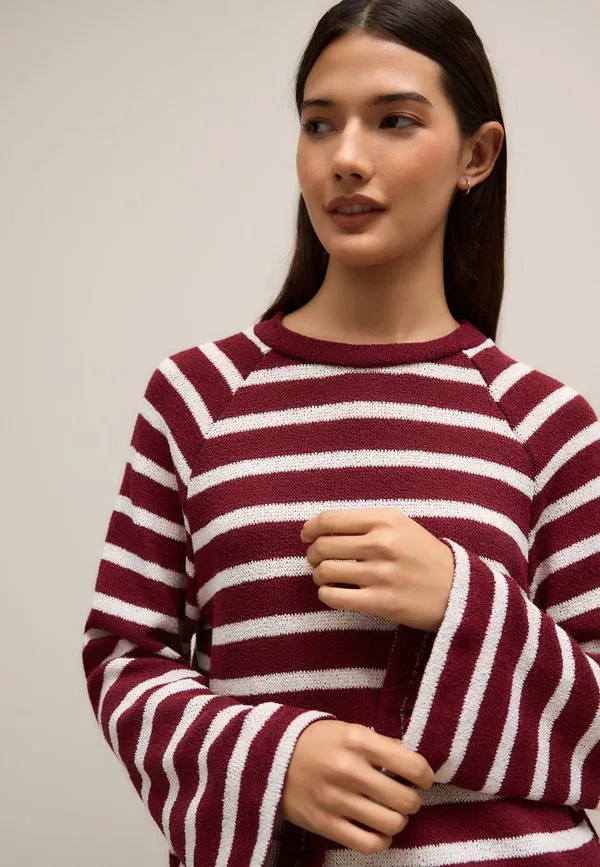 Джемпер Next, Crew neck jumper, красно-экрю полоска — фото 4
