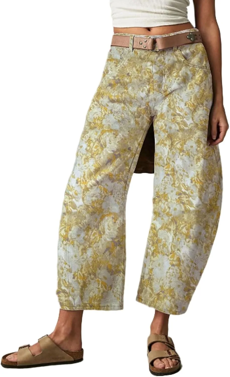 

CHARTOU Женские широкие укороченные джинсы