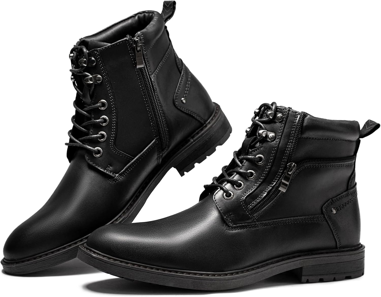 

Мужские повседневные ботинки Arkbird из натуральной кожи, байкерские боевые чукка с молнией и высокой голенью для мужчин, черный