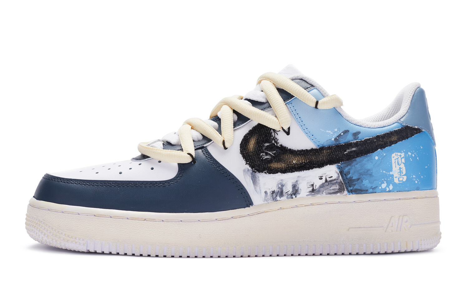 

Кроссовки Nike Air Force 1 Skateboard Shoes Women's Low-Top White Blue Black