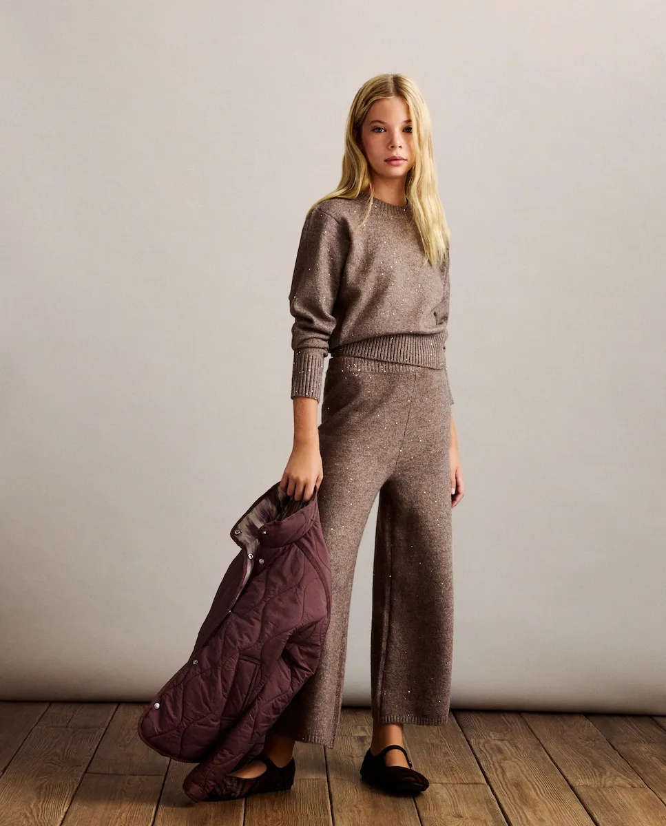 

Детские брюки-кюлоты с пайетками Coconut El Corte Inglés, коричневый