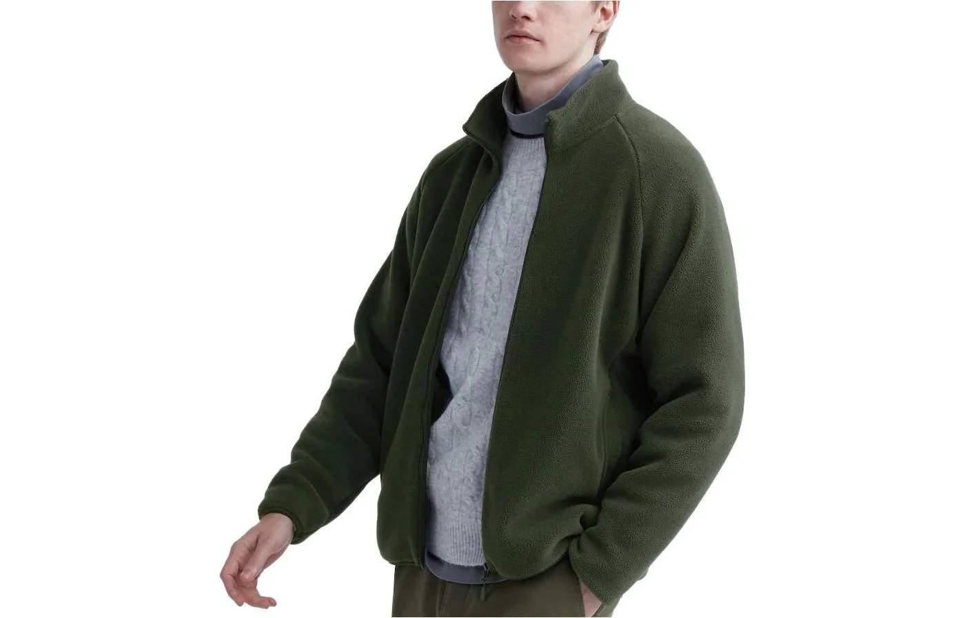 UNIQLO Пальто унисекс бархатистое темно-оливковое