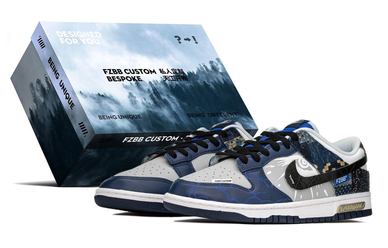 

Кроссовки Nike Dunk Skateboarding Shoes Men Low-top Black/Blue, черный/синий
