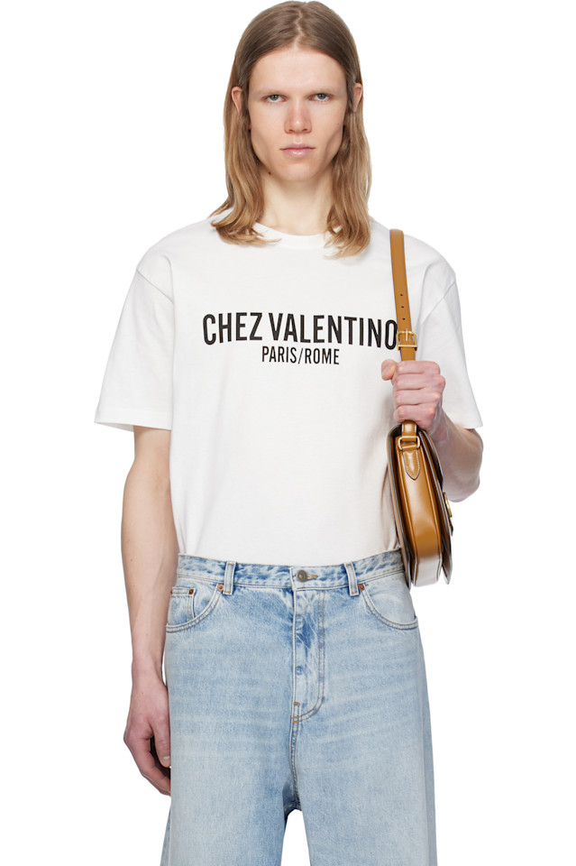 

Футболка с принтом Chez Valentino Valentino, цвет ivory