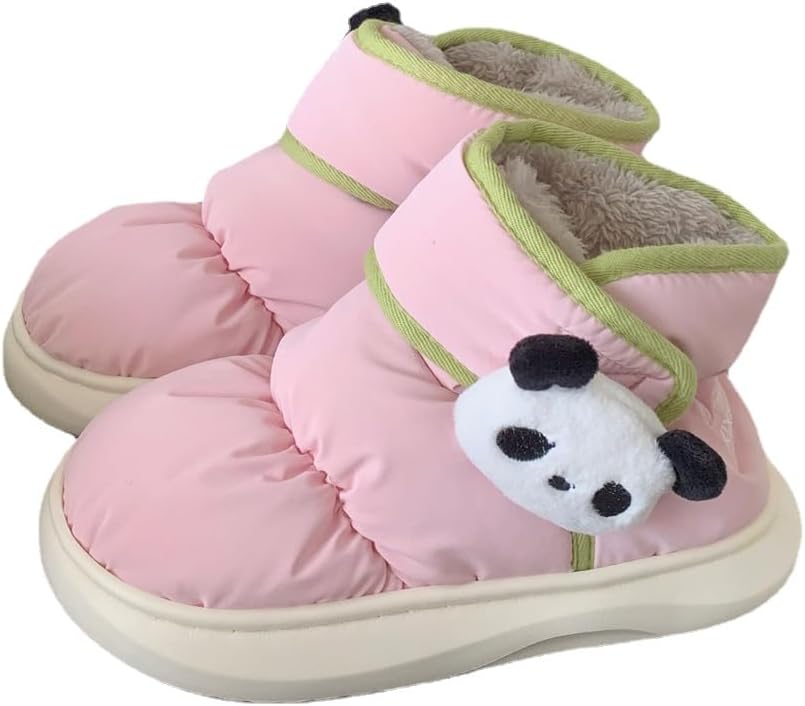 

Зимние снежные ботинки Plonme Street Style с милой пандой для женщин и мужчин, тапочки для пар, водонепроницаемые, противоскользящие, для холодной погоды, розовый