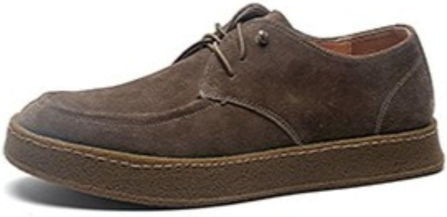 

Мужские замшевые кожаные оксфорды на шнурках с платформой, повседневные, с круглым носком, противоскользящие, мягкие, с удобной посадкой, дерби для вечеринки, офиса, банкетов, прогулок и вождения Netehadi, хаки