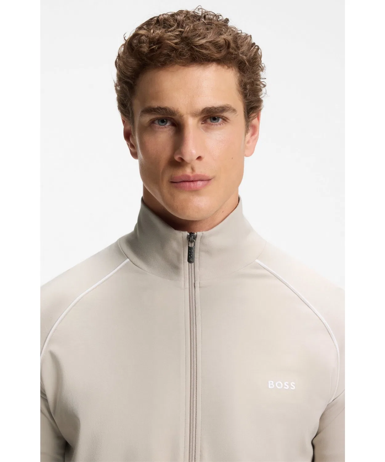 Куртка с логотипом Regular Fit из стрейч-коттона BOSS, синяя — фото 4