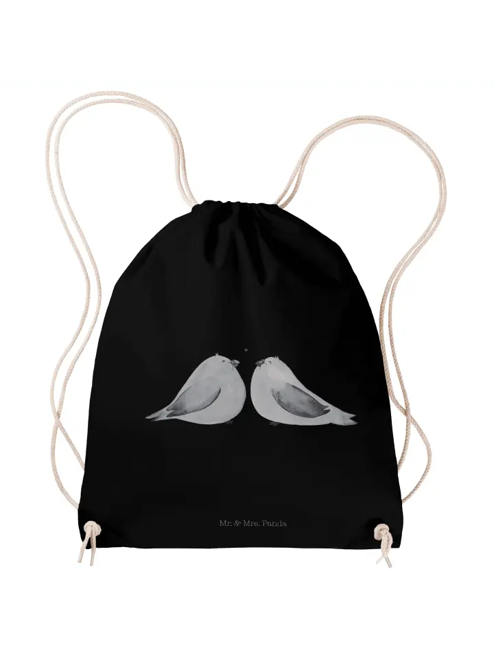 

Спортивная сумка Mr & Mrs Panda Sportbeutel Turteltauben Liebe ohne Spruch, черный