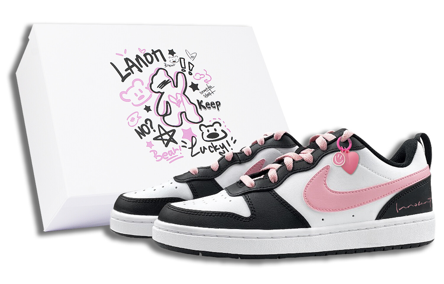 

Кроссовки Nike Court Borough Skateboarding Shoes Women's Low-top White/black/pink, белый