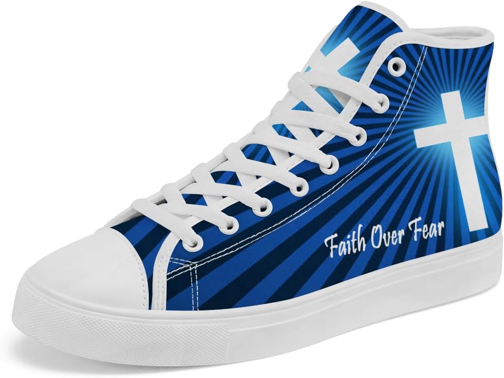 

Кеды на высокой подошве chebing Faith для женщин и мужчин, Faith Over Fear, высокие кроссовки на шнуровке, повседневная обувь, 611 Blue