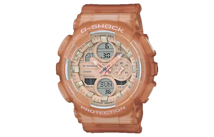 

Женские часы CASIO с двойным дисплеем (жидкокристаллическим и аналоговым) оранжевые
