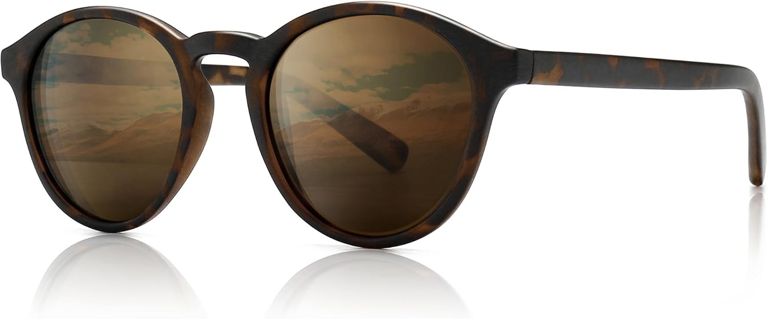 

Солнцезащитные очки SUNGAIT Classic Vintage круглые поляризованные для женщин и мужчин, в стиле ретро, ​​с защитой от ультрафиолета UV400, Amber Frame(matte Finish)/Brown Lens