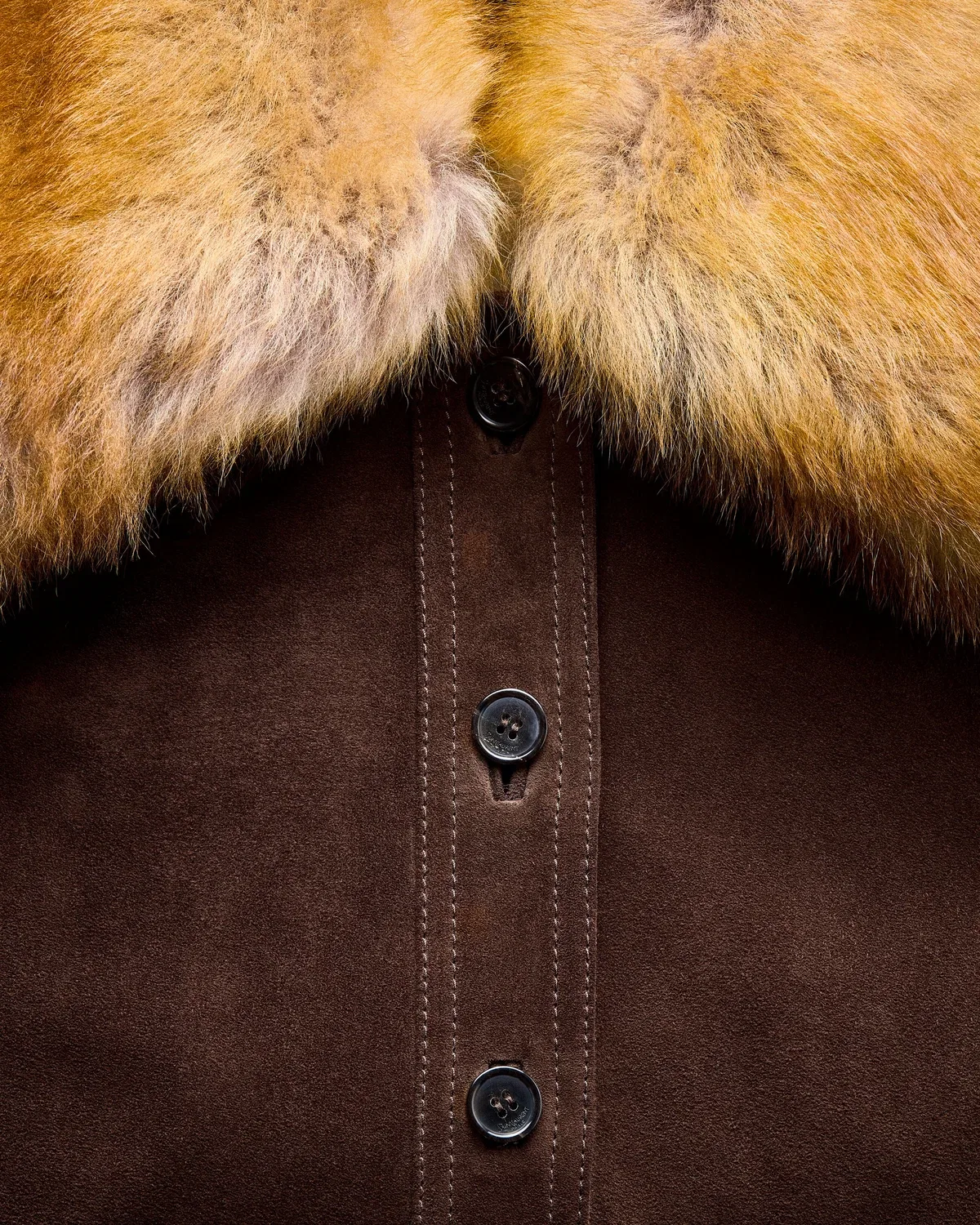 Куртка из замши и овчины с поясом Saint Laurent, коричневый — фото 4