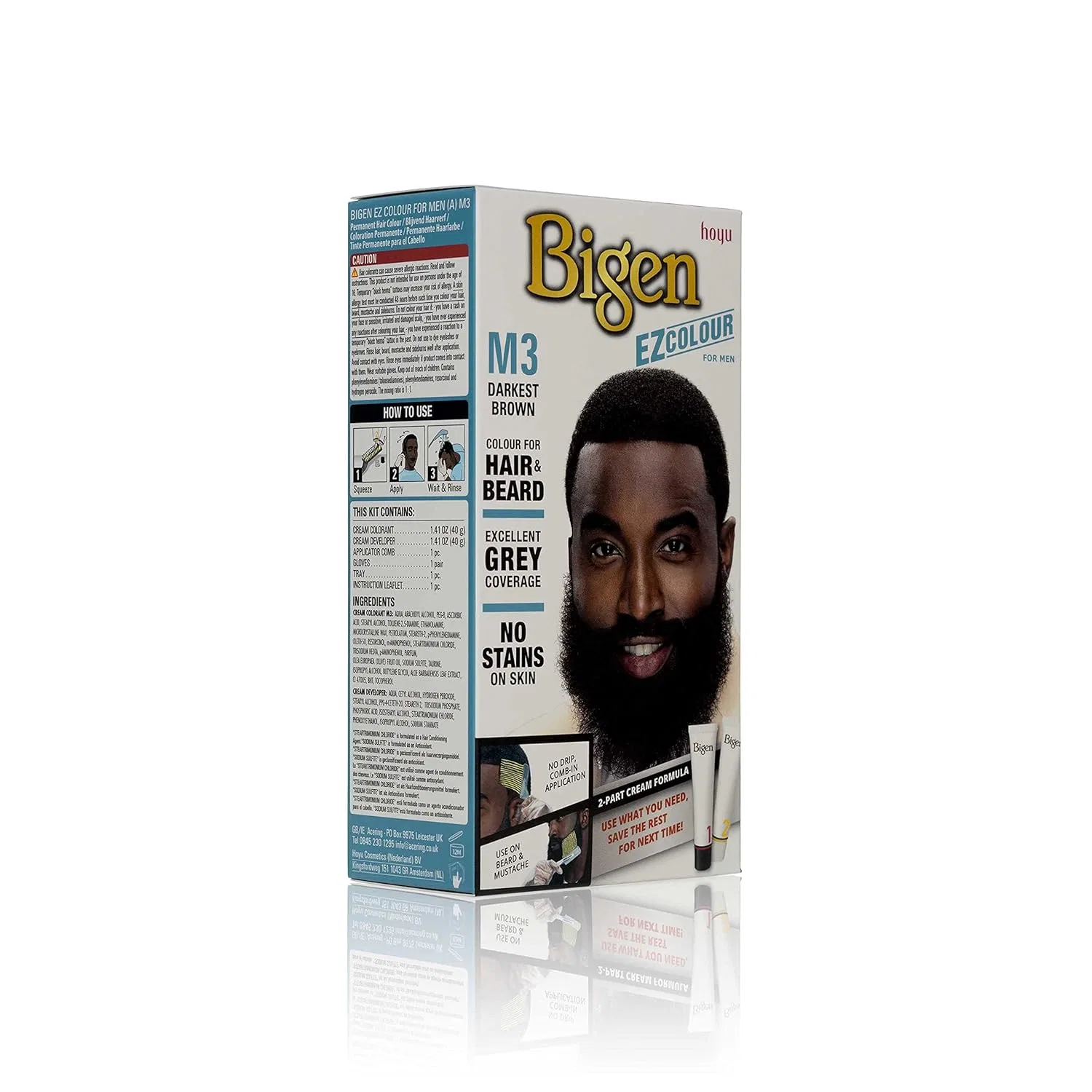 Мужская краска для волос и бороды «EZ Colour M3 Darkest Brown» от Bigen Bigen, Darkest Brown — фото 2