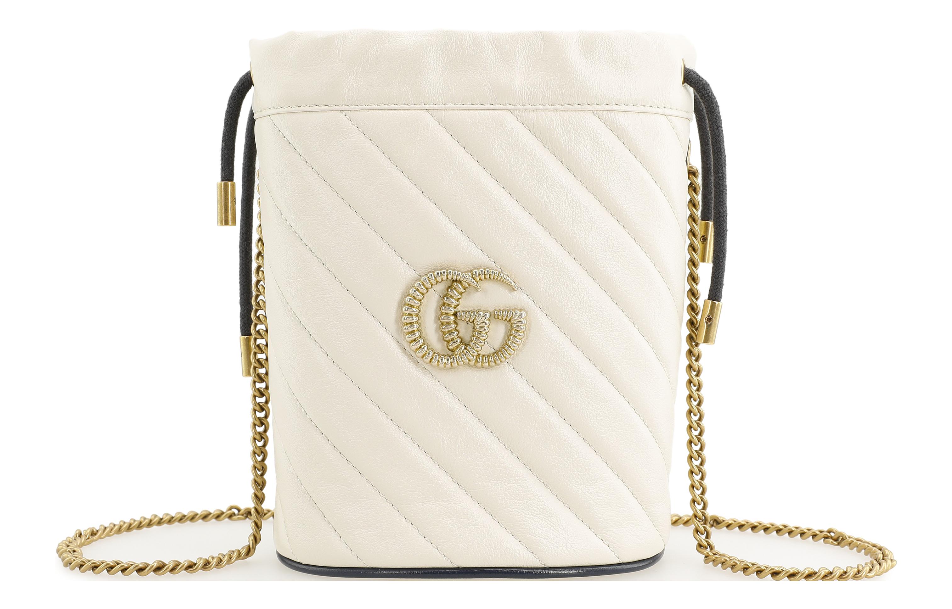 

GUCCI Сумка-ведро GG Marmont из коровьей кожи Мини женская наплечная через плечо