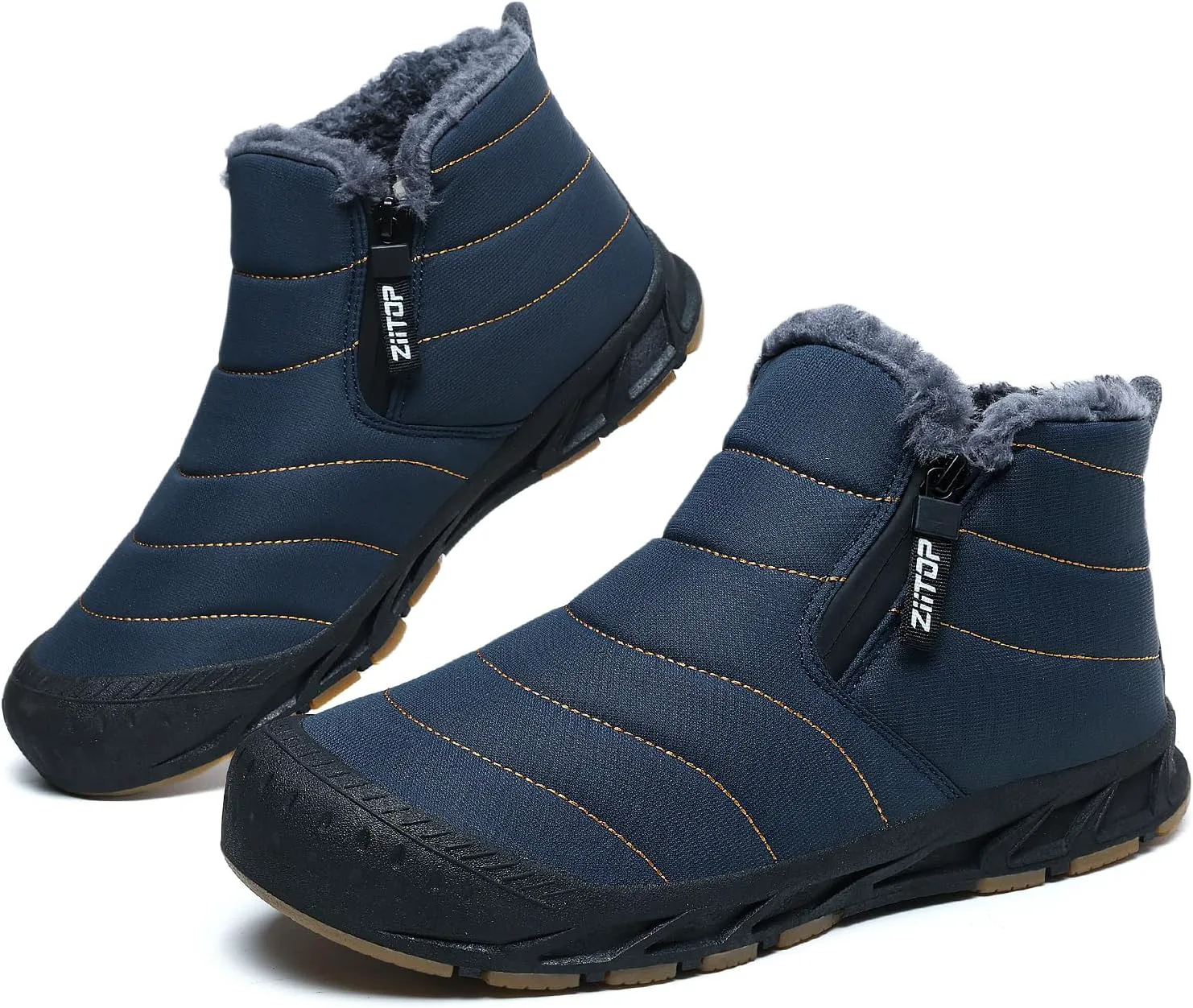

Мужские зимние ботинки на снегоступах, водонепроницаемые, с меховой подкладкой, теплые ботинки до щиколотки с молнией, удобные для носки на улице, обувь для комфортной ходьбы Ziitop, темно-синий