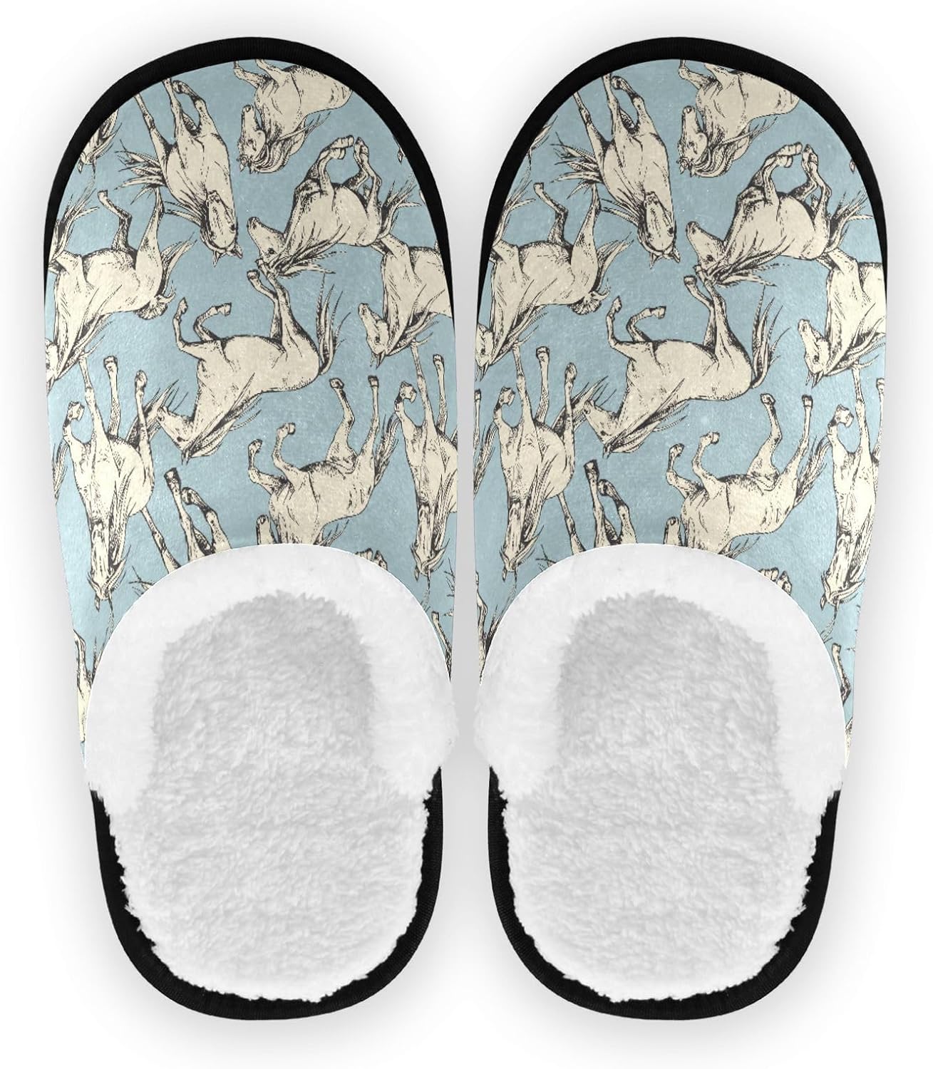 

Домашние тапочки JHKKU из мягкого ворса, теплые, нескользящие, для женщин и мужчин, уютные, для дома и путешествий, Horses