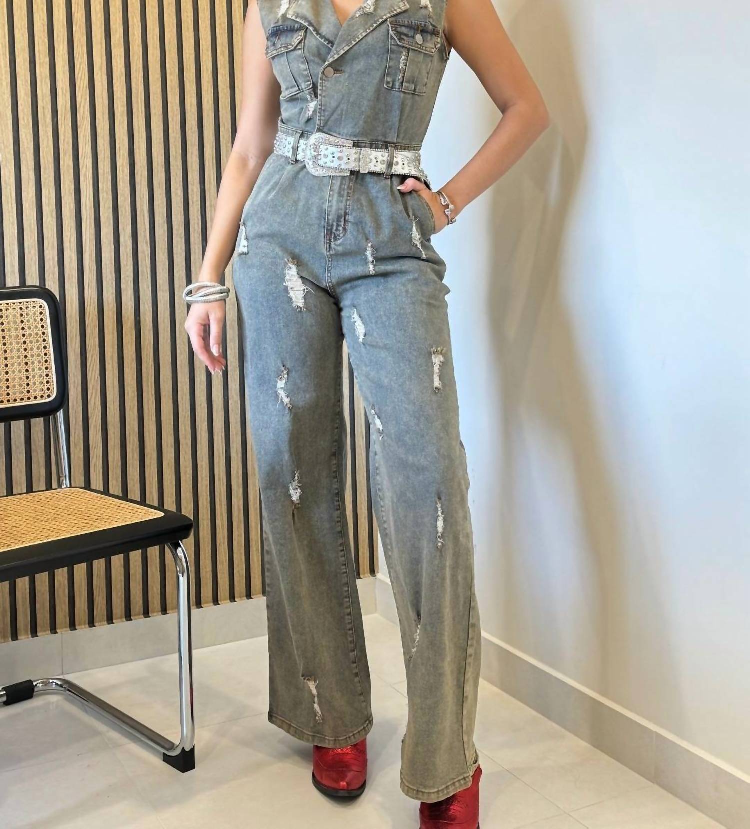 

Безрукавый комбинезон в темном дениме Hot & Delicious, Dark Denim