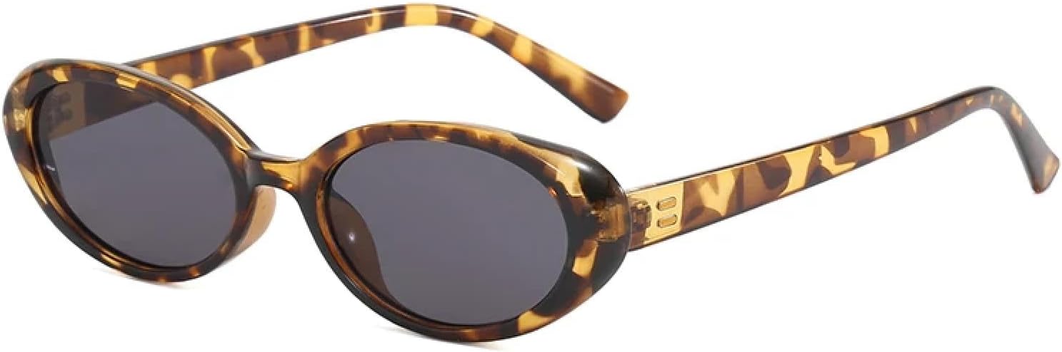 

Модные маленькие овальные солнцезащитные очки для женщин и мужчин с заклепками, ретро-очки, роскошные солнцезащитные очки с защитой от УФ-излучения UV400 SZVVBKK, Leopard Gray